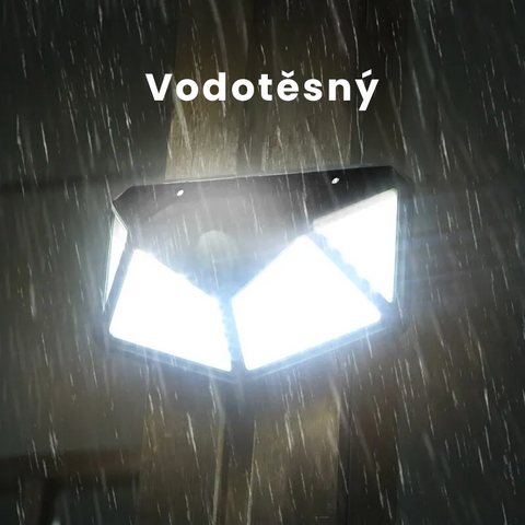 Solární nástěnná lampa se 4 stranami osvětlení a pohybovým senzorem