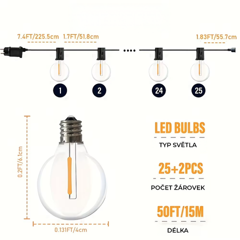 LED G40 světelný řetěz - dekorativní osvětlení