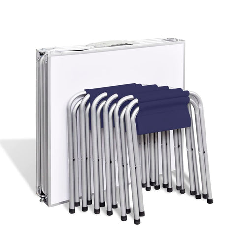 Skládací kempingový set 6 stoliček nastavitelná výška 180x60 cm