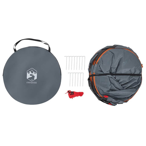 Toaletní stan šedý a oranžový pop-up nepromokavý