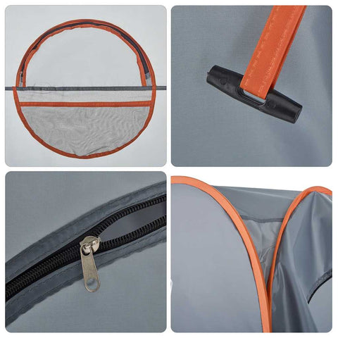 Toaletní stan šedý a oranžový pop-up nepromokavý