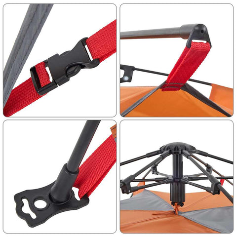 Kempingový stan kupole pro 3 šedý a oranžový rychloupínací