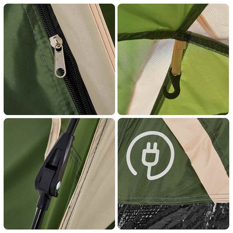 Kempingový stan kupole pro 5 osob zelený rychloupínací