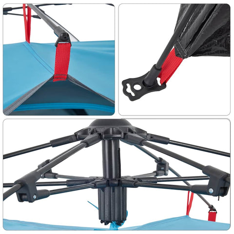 Kempingový stan kupole pro 3 osoby modrý rychloupínací