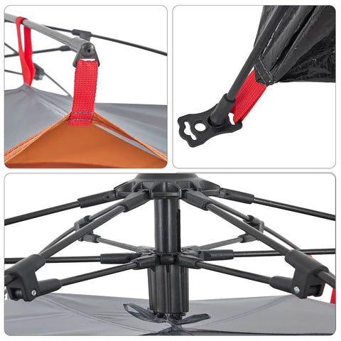 Kempingový stan kupole 3 osoby šedý a oranžový rychloupínací