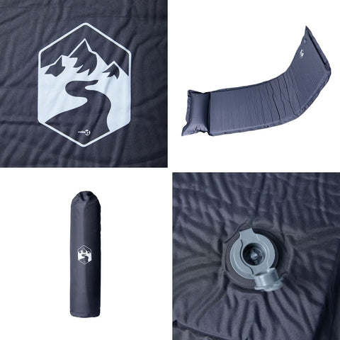 Samonafukovací kempingová matrace s polštářem 1 osoba šedá