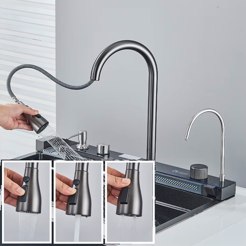 Bezúdržbový multifunkční kuchyňský dřez, 6 mycích režimů