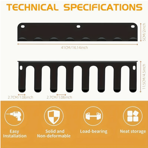 Nástěnný držák na činky a posilovací pomůcky