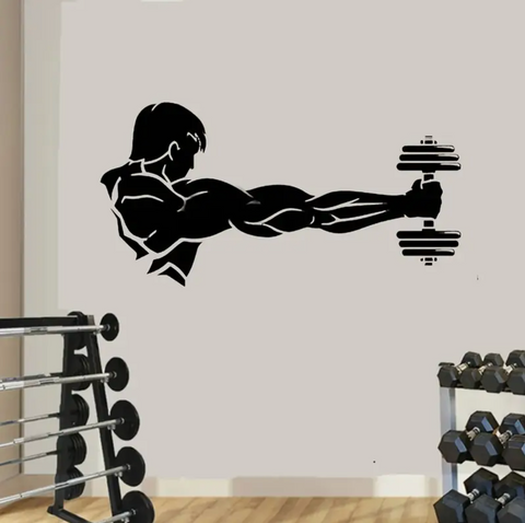 Nálepka na stěnu „Workout“ s činkou