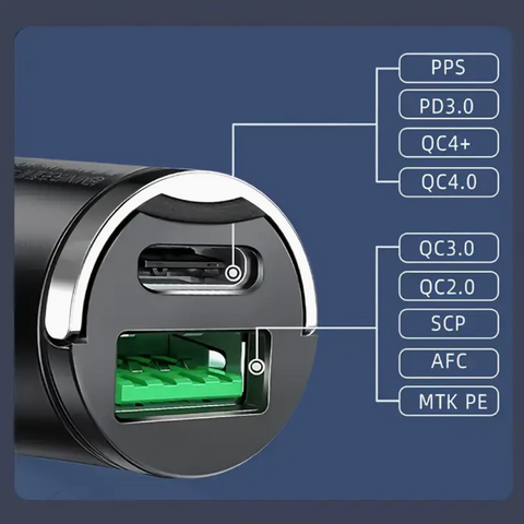 Rychlonabíjecí auto adaptér XJDR 2v1 s USB a USB-C porty
