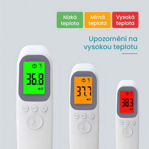 Vysoce přesní bezkontaktní teploměr + pulzní oxymetr s LED displejem