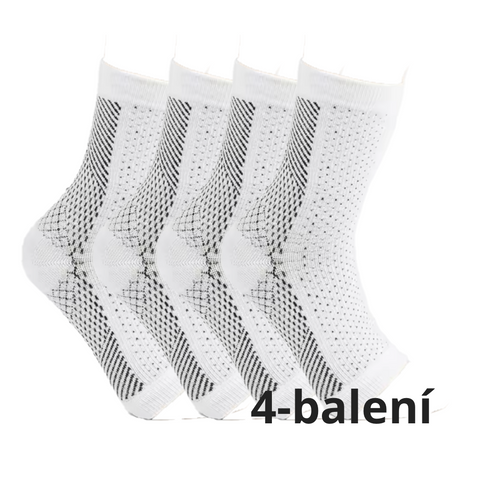4-balení Kompresní ponožky pro úlevu od bolesti chodidel - bíle