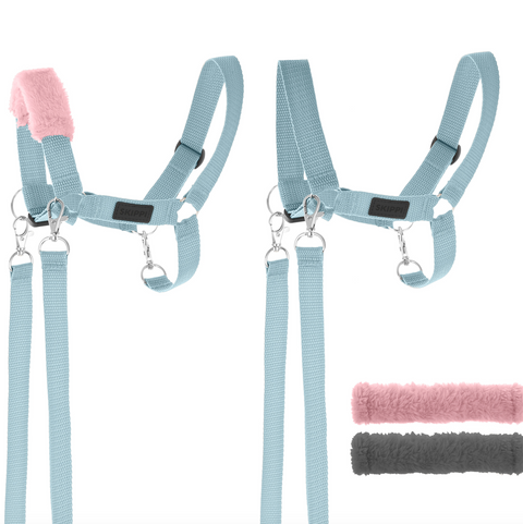 Skippi ohlávka pre Hobby Horse - oťaže a 2 odnímateľné fleece kryty - čierna