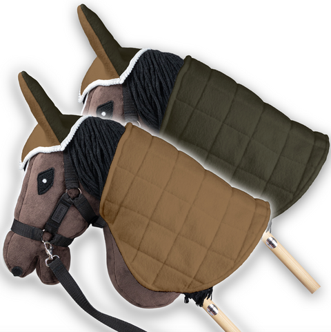 Obojstranná deka a ušné chrániče Skippi pre Hobby Horse - béžová a olivová