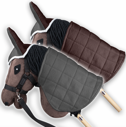 Obojstranná deka a ušné chrániče Skippi pre Hobby Horse - béžová a olivová
