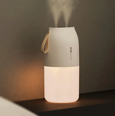 KINSCOTER přenosný ultrazvukový zvlhčovač vzduchu 300 ml – s nočním světlem, USB nabíjením a baterií 2000mAh