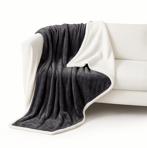 Sochow Sherpa fleecová deka 150x200 cm – oboustranná, tmavě šedá s umělou kožešinou