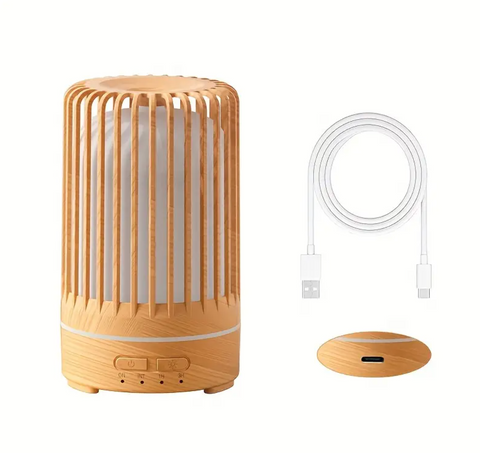 Mini aroma difuzér a zvlhčovač vzduchu s LED – Elegantní design ptáčí klece pro relaxaci a pohodu