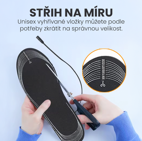 Elektricky vyhřívané vložky do bot s USB