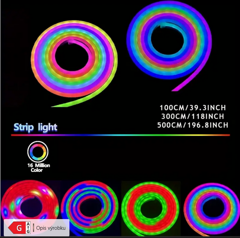RGB LED neonový řetěz 1 m USB