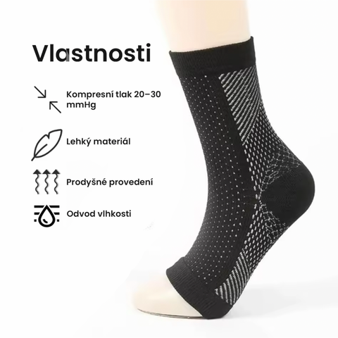 4-balení Kompresní ponožky pro úlevu od bolesti chodidel - bíle