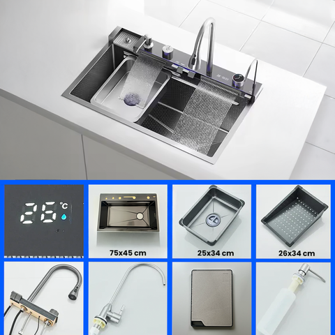 Bezúdržbový multifunkční kuchyňský dřez, 6 mycích režimů