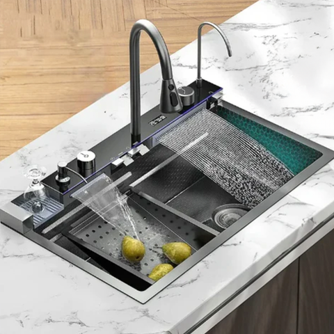 Bezúdržbový multifunkční kuchyňský dřez, 6 mycích režimů