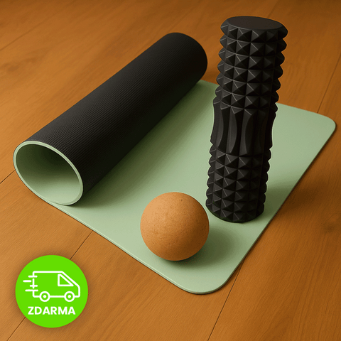 Výhodní balíček na jógu – Podložka na jógu + Foam roller + Masážní míček zdarma
