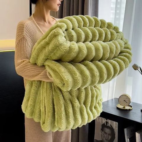 Solid Color Thickened Wide Striped Multifunctional Blanket Can Be Used as Bed Sheet Cover Blanket, Nap Blanket, Pet Blanket
