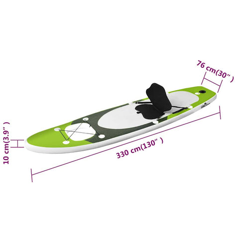 Nafukovací SUP paddleboard a příslušenství zelený 330x76x10 cm