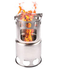 Portable Camping Stove Combo Wood Burning Stainless Steel Stove and Cooking Pot Set for Outdoor Backpacking Fishing Hiking
