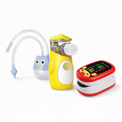 Dětský zdravotní balíček: oxymetr + inhalátor + manuální odsávačka hlenu