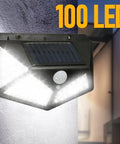 100 LED Solar Wall Lamp 4 Sides Luminous with Motion Sensor Human Induction Courtyard Waterproof Stairs Outdoor Wall Light