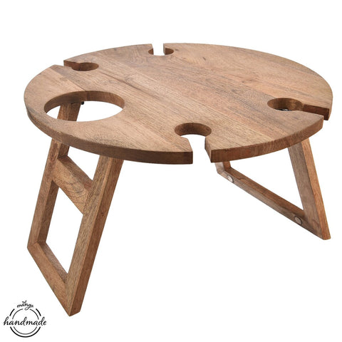 ORION Piknikový tác-stolík MANGO, priemer 39,5 cm, s držadlami
