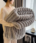 Solid Color Thickened Wide Striped Multifunctional Blanket Can Be Used as Bed Sheet Cover Blanket， Nap Blanket， Pet Blanket