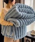 Solid Color Thickened Wide Striped Multifunctional Blanket Can Be Used as Bed Sheet Cover Blanket， Nap Blanket， Pet Blanket