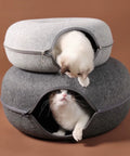 Felt Donut Bed for Cats House with Breather Hole Dog Bed Interactive Play Toys for Cats to Hide 2 in 1 Tunnel for Cats Bed