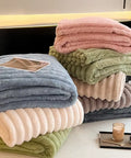Solid Color Thickened Wide Striped Multifunctional Blanket Can Be Used as Bed Sheet Cover Blanket， Nap Blanket， Pet Blanket
