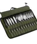 Outdoor Camping Cutlery Storage Bag Portable Roll up Pouch Bag Cutlery Storage Water Resistant Case for Forks Spoons Chopstick