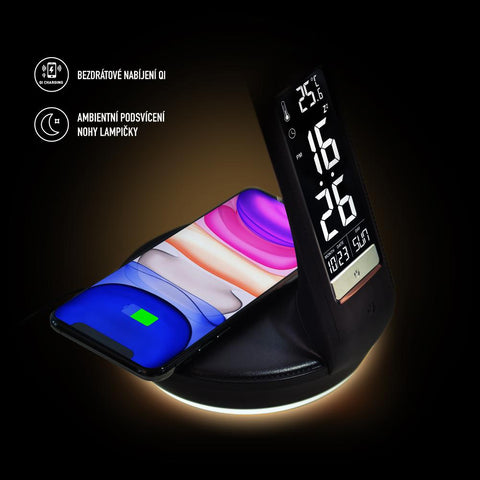 Čierna LED lampa RETLUX RTL 204 s Qi nabíjaním