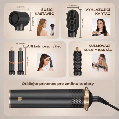 5v1 Horkovzdušná kulma s odnímatelným nástavcem