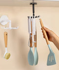 1/2/3Pc Kitchen Utensil Hanger with 7 Hooks 360 Degrees Rotated Kitchen Hook Punch-Free Utensils Storage Rack Multi-Purpose Hook