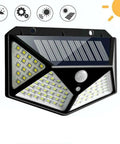 100 LED Solar Wall Lamp 4 Sides Luminous with Motion Sensor Human Induction Courtyard Waterproof Stairs Outdoor Wall Light