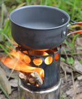 Portable Camping Stove Combo Wood Burning Stainless Steel Stove and Cooking Pot Set for Outdoor Backpacking Fishing Hiking