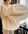 Solid Color Thickened Wide Striped Multifunctional Blanket Can Be Used as Bed Sheet Cover Blanket， Nap Blanket， Pet Blanket