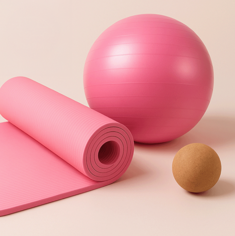 Balíček pro jógu – Podložka na jógu + Masážní míček + Fit míč zdarma