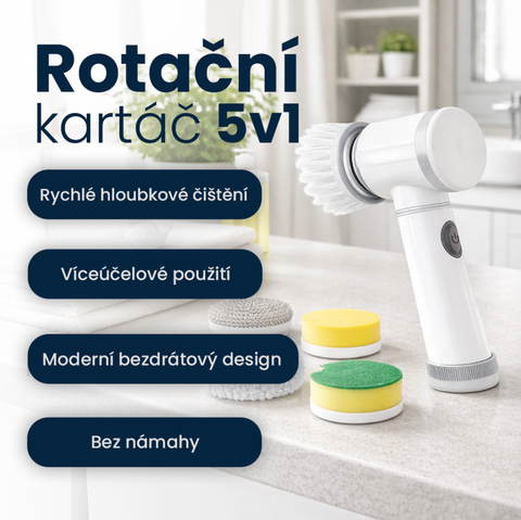 Bezdrátový čisticí rotační kartáč 5v1