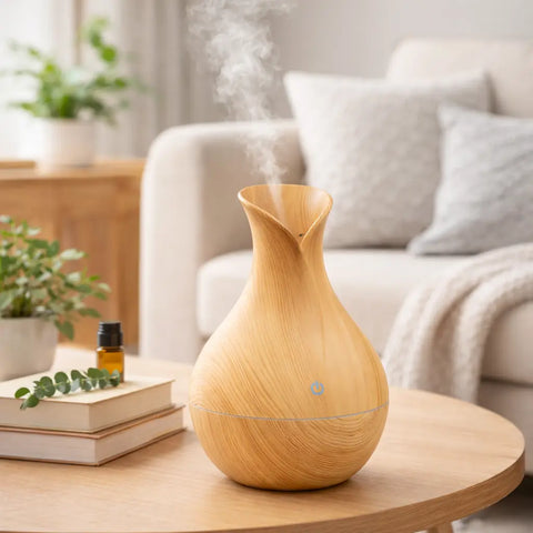 Ultrazvukový aroma difuzér USB imitace dřeva