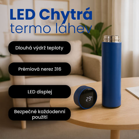 Chytrá termo láhev s měřením teploty 500 ml