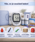Digitální glukometr SET s měřicím příslušenstvím a 100 proužky